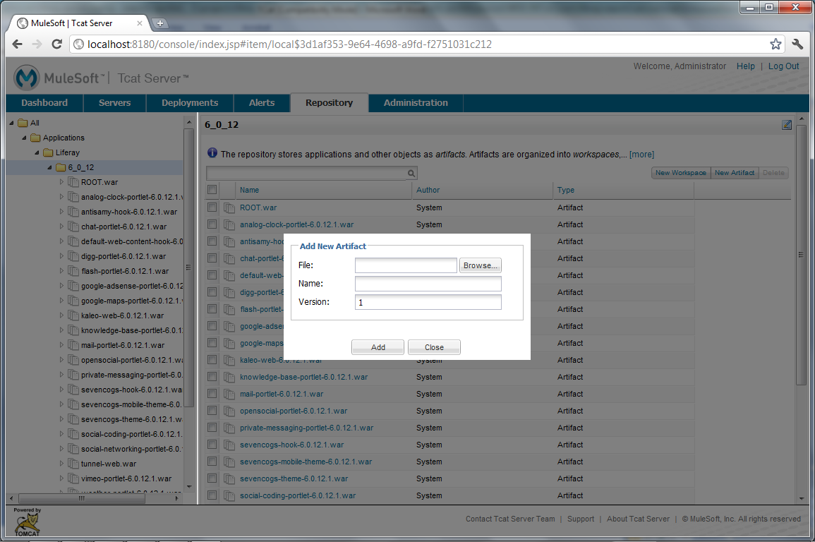 Figure 14.36: Uploading new plugins into Tcat