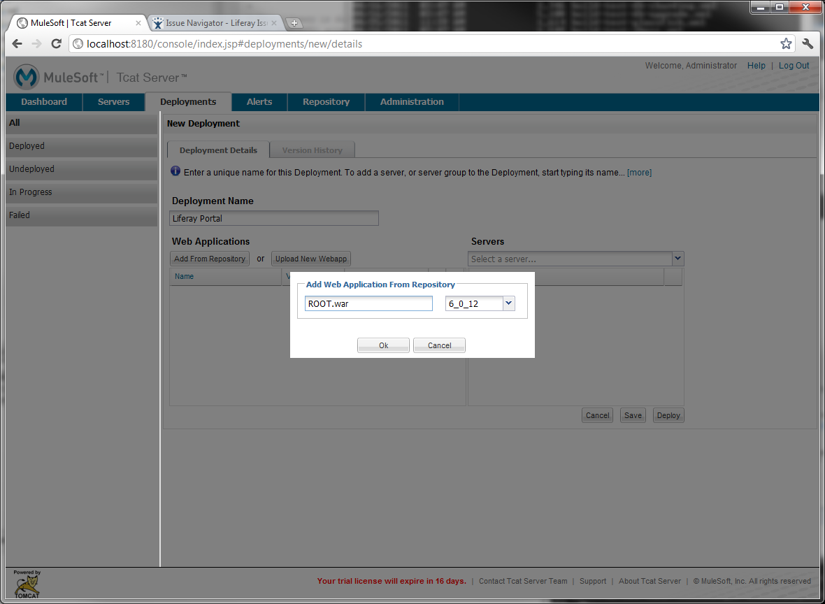 Figure 14.33: Choosing a web application for deployment