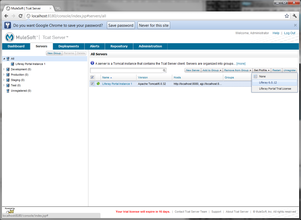 Figure 14.32: Apply Liferay profile