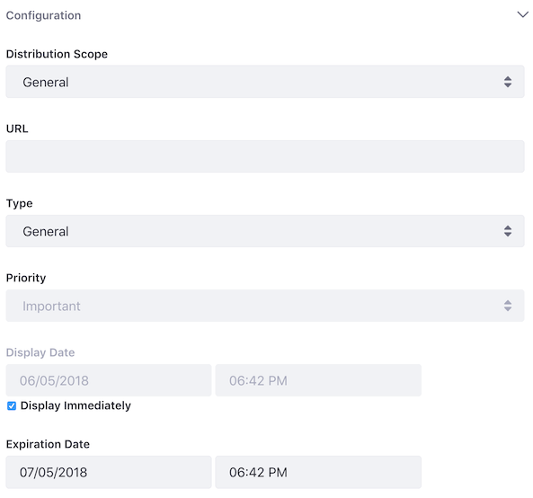 Figure 3: Configure your new alert or announcement.