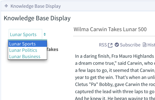 Figure 7: Knowledge Base Displays content folder feature lets users switch between different sets of articles.