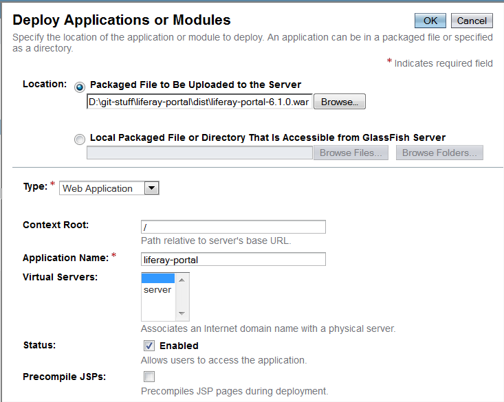 Figure 14.40: Deploying Liferay in GlassFish 3.1.x