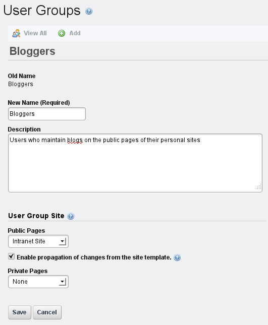 Figure 15.8: Selecting a Template for the User Group Site