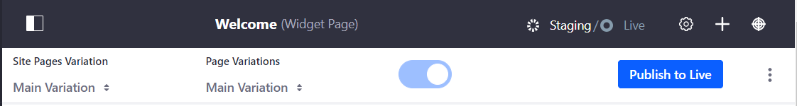 Figure 1: The staging toolbar indicates whether youre able to publish to the live site.