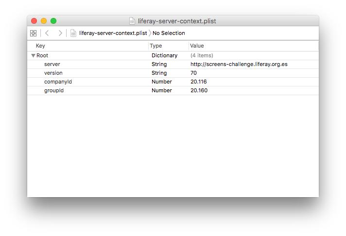 図1： liferay-context.plistと呼ばれるプロパティリストファイルです。