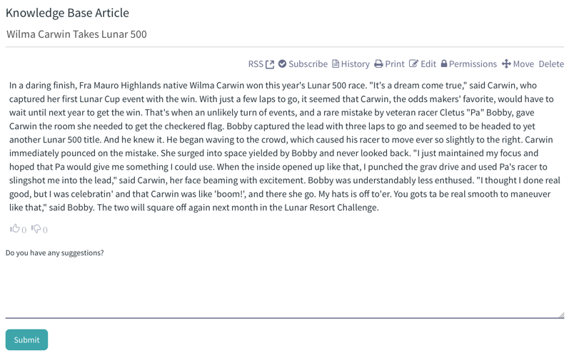 Figure 8: The Knowledge Base Article app is great at displaying individual articles.