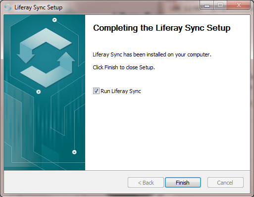 Figure 4.20: Youll see the following screen once Liferay Sync has been installed. Click Finish to exit the installation wizard.