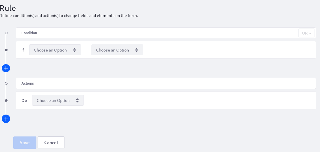 Figure 1: The Rule Builder gives you a handy interface for creating dynamic form rules.