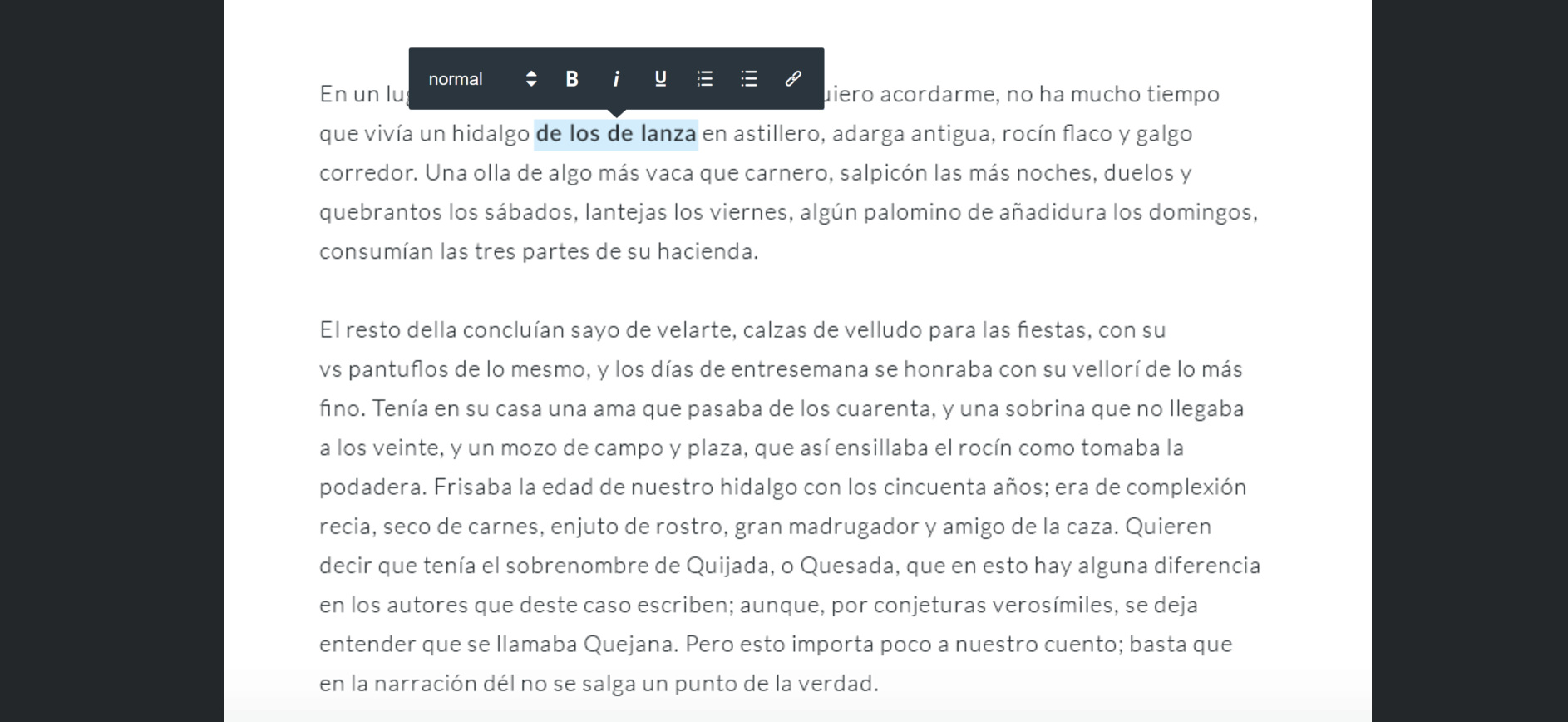Figure 1: AlloyEditor is the default WYSIWYG editor built on top of CKEditor.