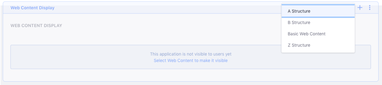 Figure 7: The Web Content Display widget will now display structures in alphabetical order.