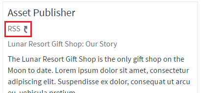 Figure 4: When RSS subscriptions have been enabled for an Asset Publisher application, a link to the Asset Publishers RSS feed appears. Users can subscribe to the Asset Publishers RSS feed using their preferred RSS reader.