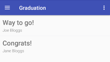 Figure 1: Entry List Screenlet displays guestbook entries in your app.
