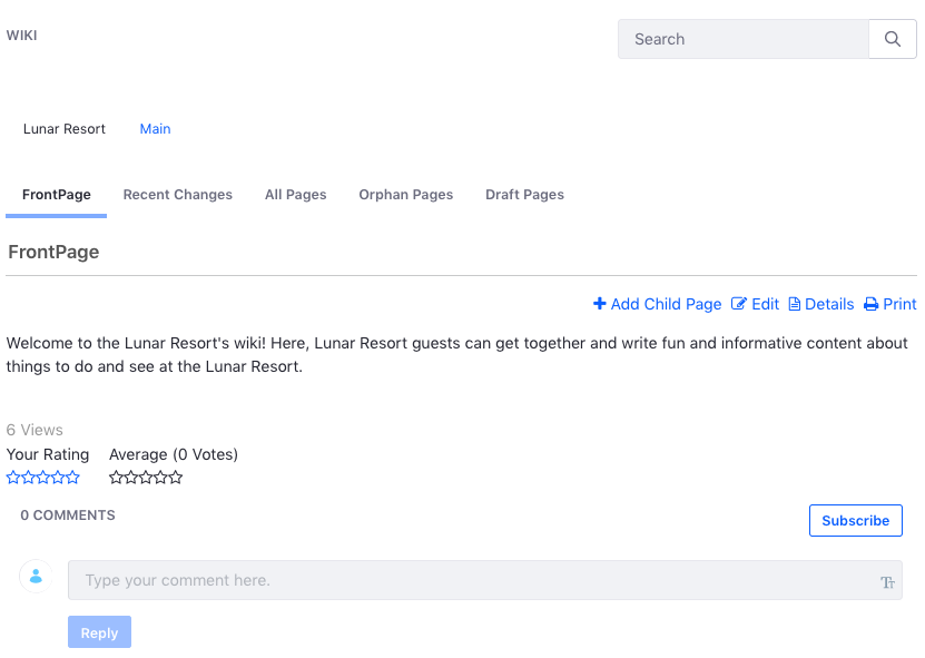 Figure 1: Users can interact with your Wiki nodes when you add the Wiki widget to a page.