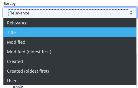 Figure 1: Users can re-order search results with the Sort widget.