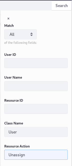 図3：Auditアプリの高度な検索フォームを使用すると、監査イベントを簡単に検索できます。 さまざまな検索基準を指定して、必要なイベントのタイプを見つけることができます。