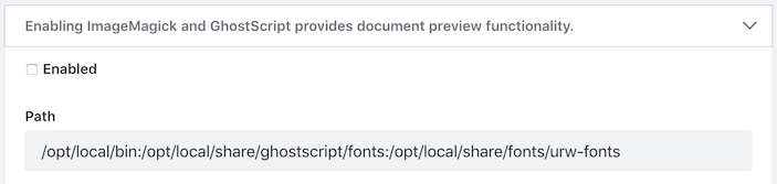 図1：ImageMagickとGhostscriptを有効にし、パスが正しいことを確認します。