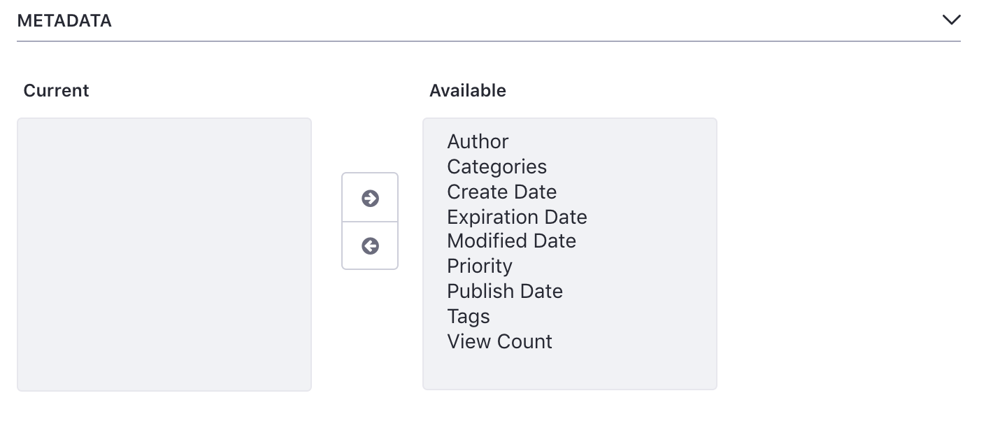 Figure 1: You can configure the Asset Publisher to display various kinds of metadata about the displayed assets.