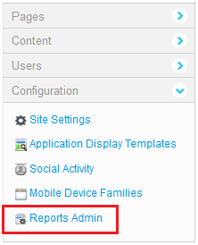 Figure 14.22: To check that the Reports EE and Jasper Reports EE applications have been successfully deployed to your Liferay server, look for the Reports Admin entry in the Configuration section of your Site Administration page.
