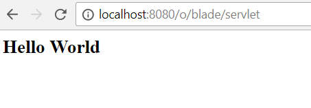 Figure 1: The servlet displays Hello World from the configured servlet page URL.