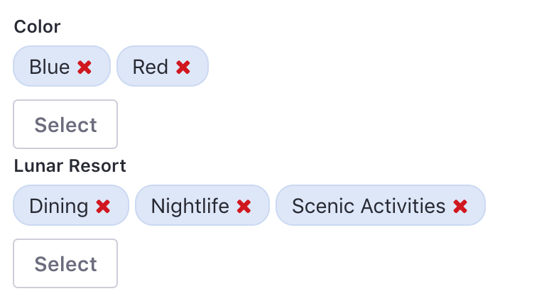 Figure 3: Vocabularies have their own entries, making it easy to select available categories.