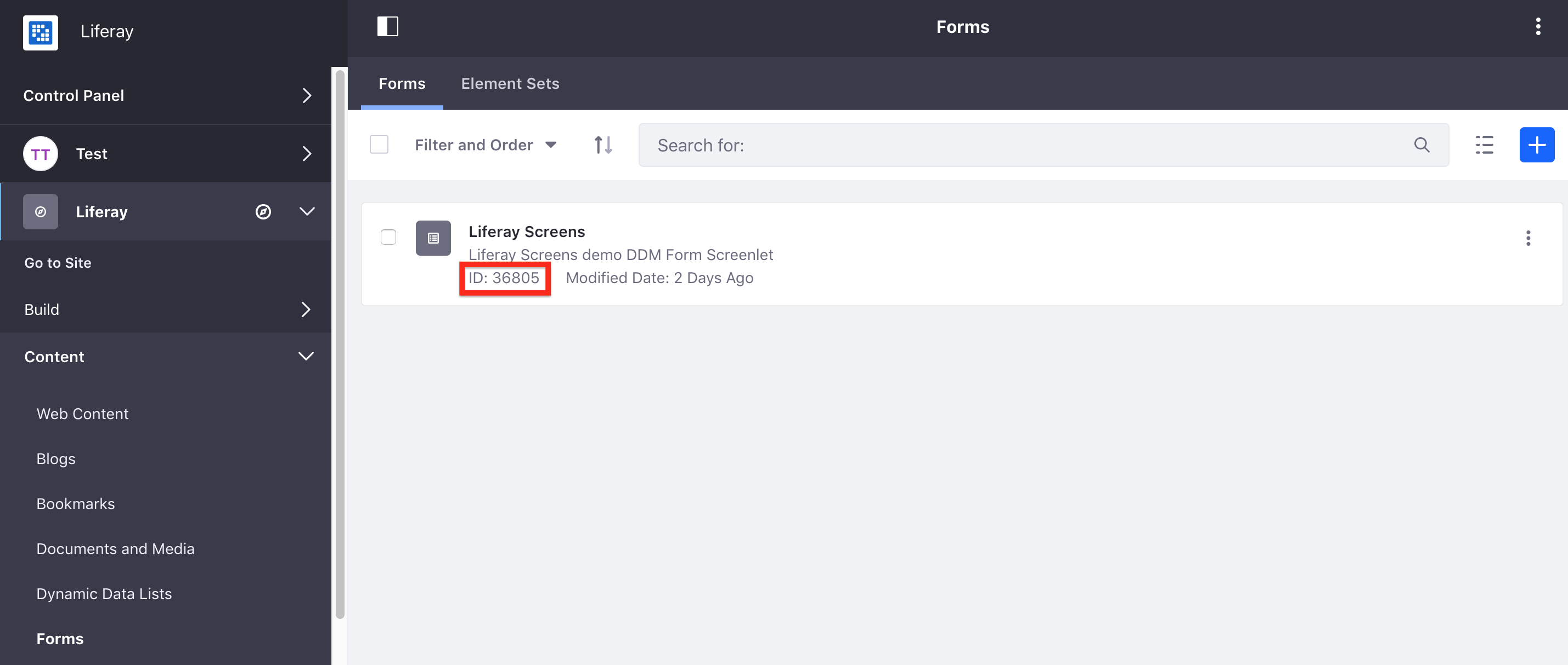 Figure 2: The red box in this image highlights a forms ID.