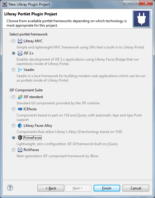 Figure 1: Liferay Faces supports using the most popular component suites with your JSF portlets.