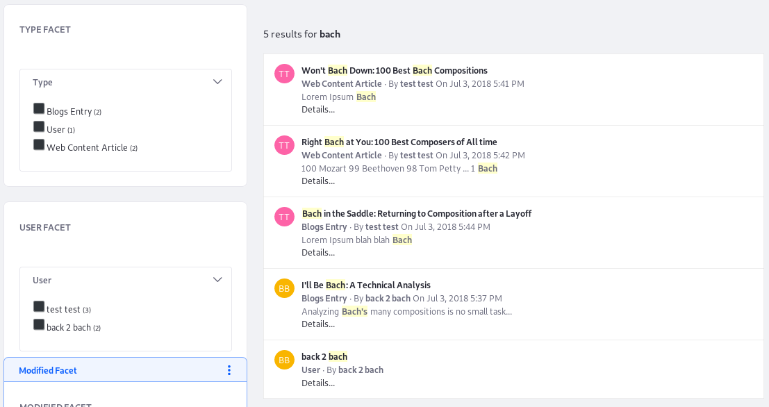 Figure 2: When presented lots of search results, facets narrow down the results list so users can find relevant content.