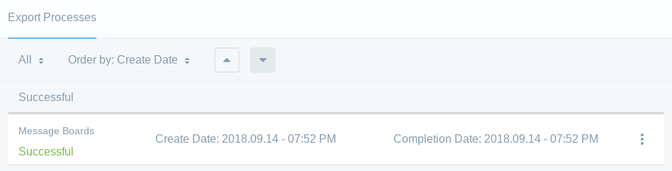 Figure 2: Once User data is successfully exported, the export process is displayed in the Users Export Personal Data list.