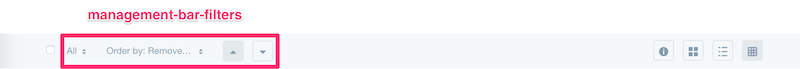Figure 4: The management-bar-filters tag contains the content filtering options.