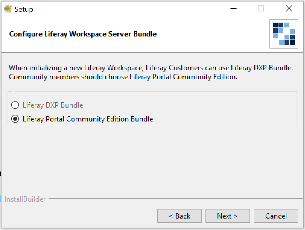 図2：Liferay Workspaceで使用する製品バージョンを選択します。