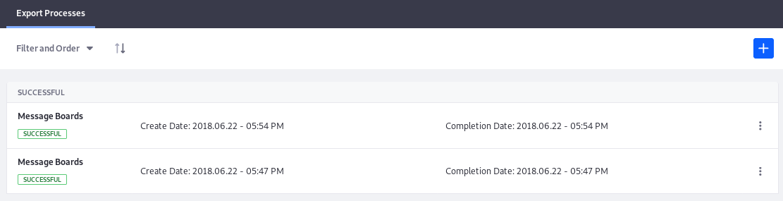Figure 2: Once User data is successfully exported, the export process is displayed in the Users Export Personal Data list.