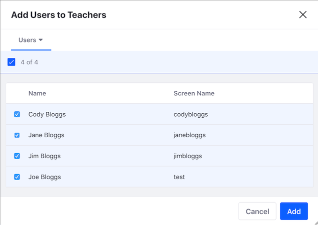 Figure 3: Select the users to add to the user group.