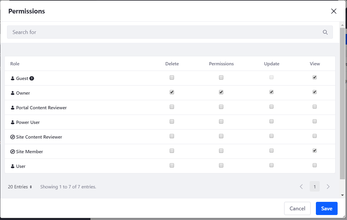 Figure 1: Youre able to assign structure permissions via the Actions button.