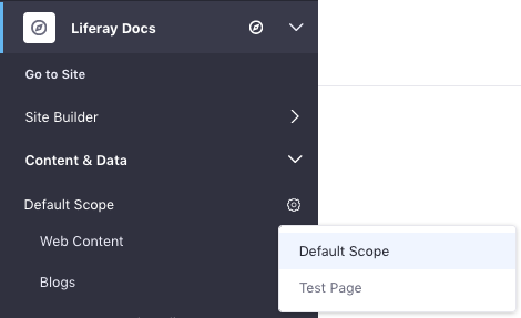 Figure 2: Select the pages scope under the Content & Data menu in Site Administration.