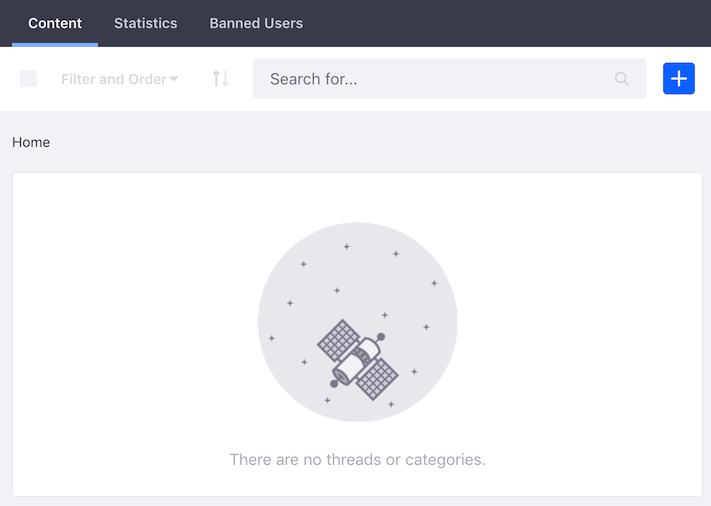Figure 1: A Message Board instance starts empty, ready for you to configure for your purposes.