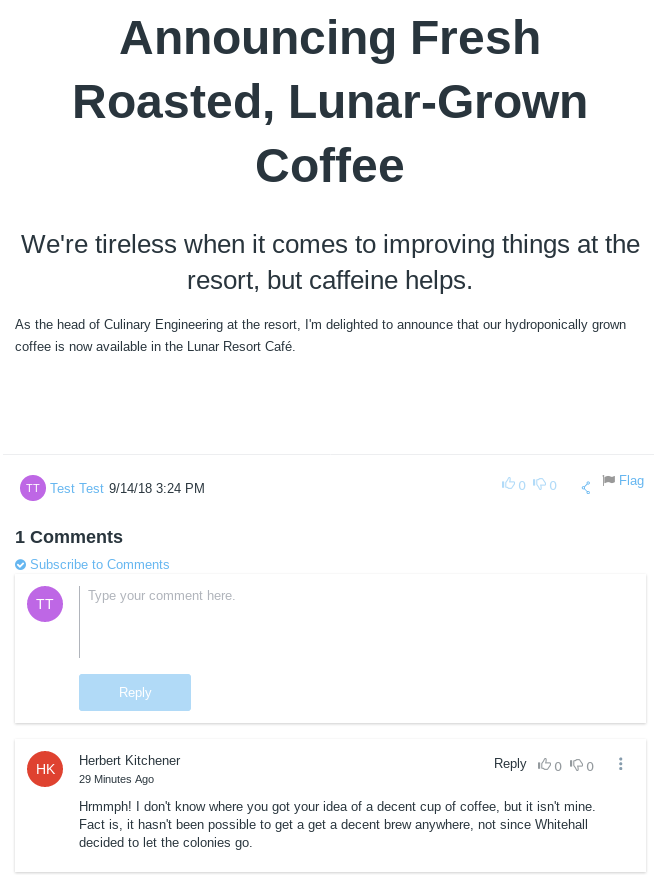 Figure 3: A Comment on a blog post is User Associated Data.