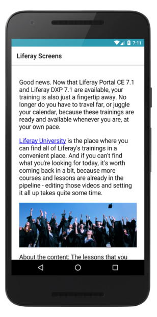 Web Content Display Screenlet using the Default View.