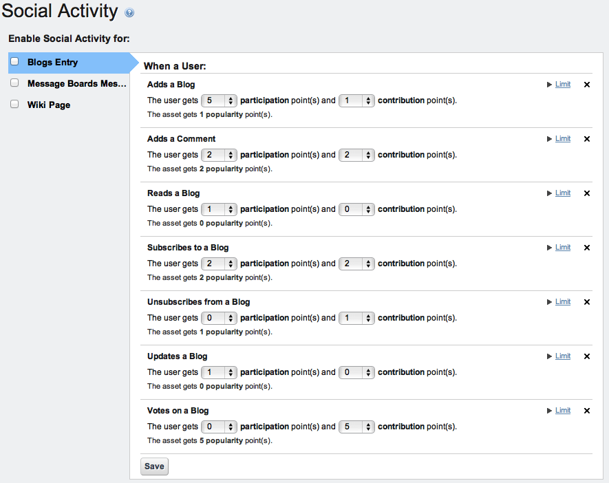 Figure 8.9: The Social Equity Page of the Control
Panel