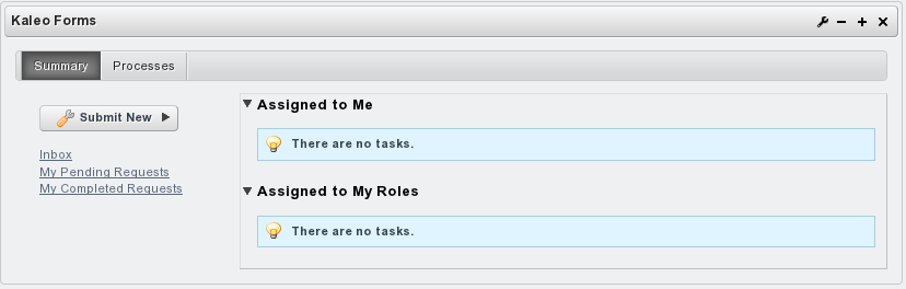 Figure 11.1: Kaleo Forms give you a convenient way to manage all available workflows in the portal. 