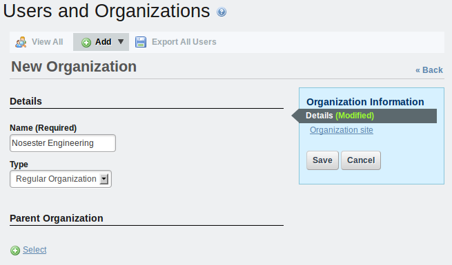 Figure 15.4: Adding an organization