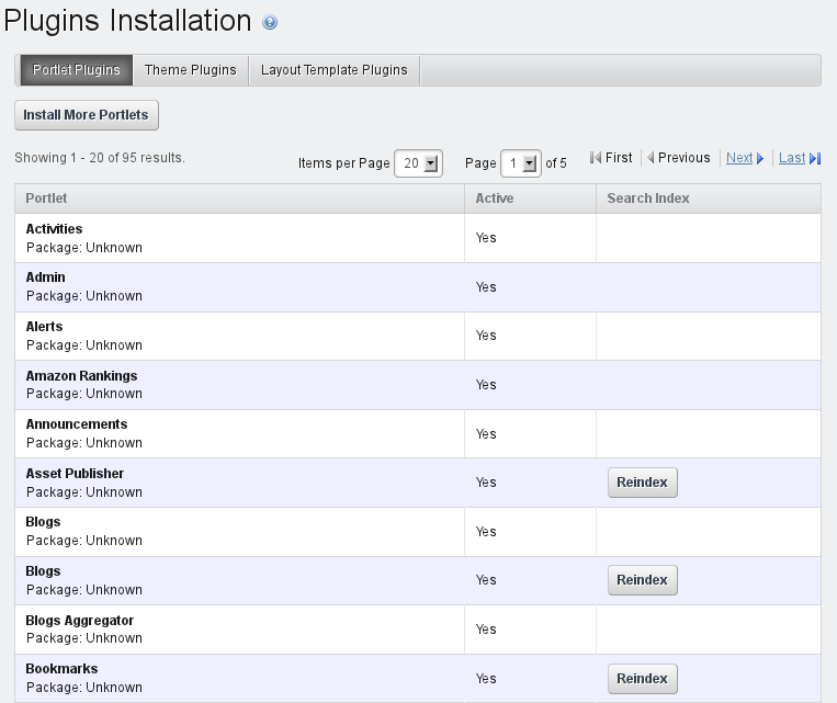 Figure 13.17: Plugins Installation Portlet Tab Default
View