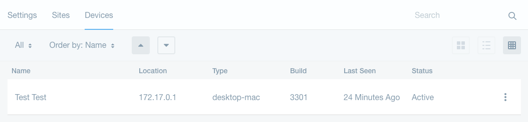 図4：Sync Connector管理者のデバイスタブには、Syncが登録したすべてのデバイスがリストされます。