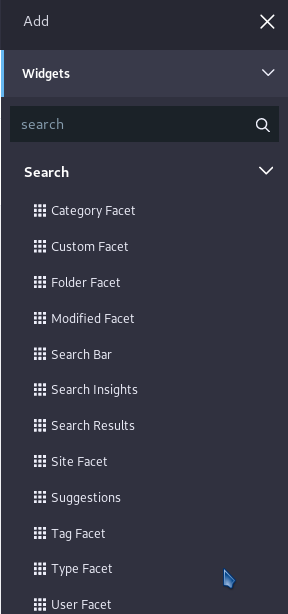 Figure 1: The search functionality is now distributed across several widgets.
