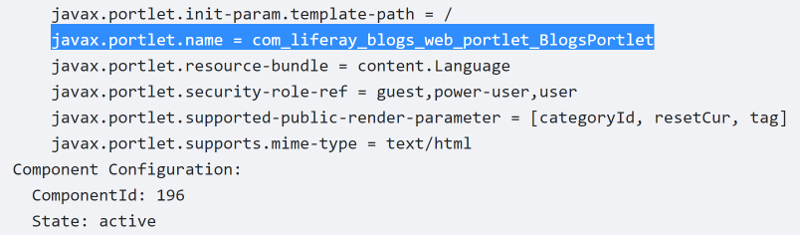 Figure 1: Portlet IDs can be found via the Gogo Shell.