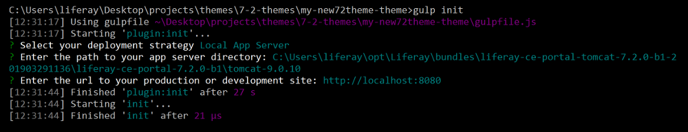 Figure 1: Run the gulp init task to update your app server configuration.
