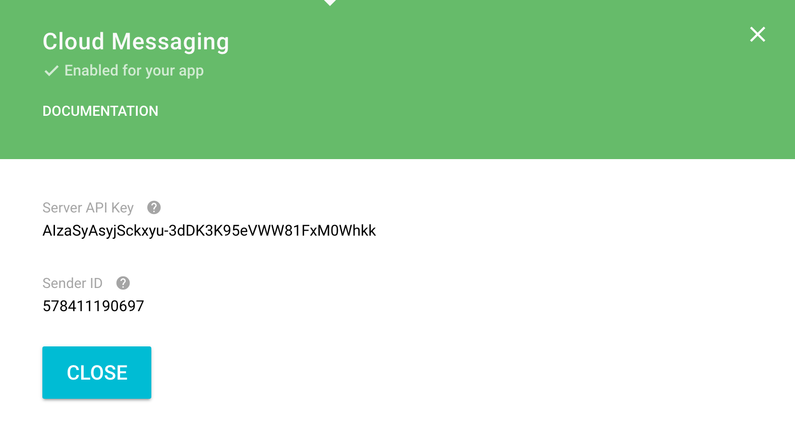 Figure 1: You need the Server API Key and Sender ID to enable Liferay Push.