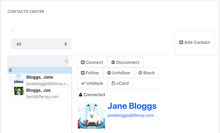 Figure 1: The Contacts Center widget lets users make connections.