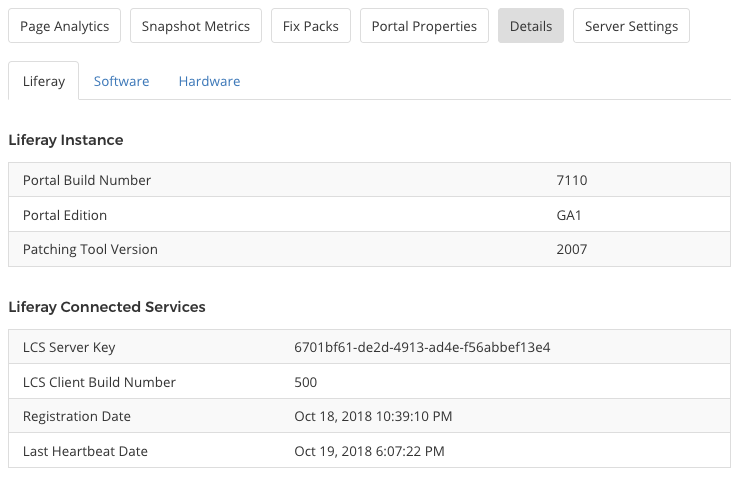 Figure 11: The Details tab shows information about your server.