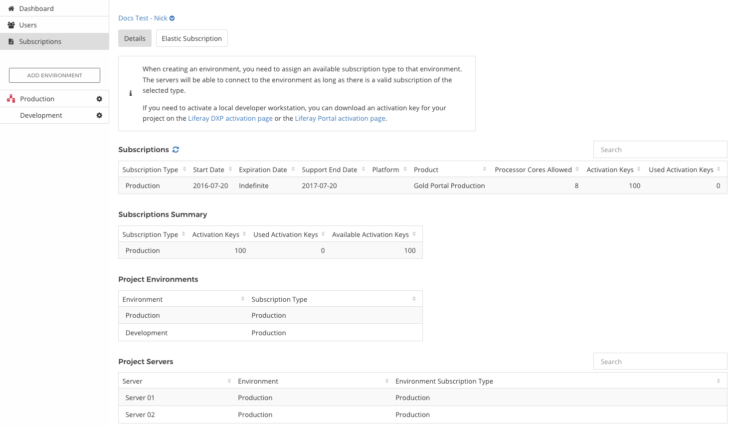 Figure 16: LCS lets you view and manage your subscriptions.
