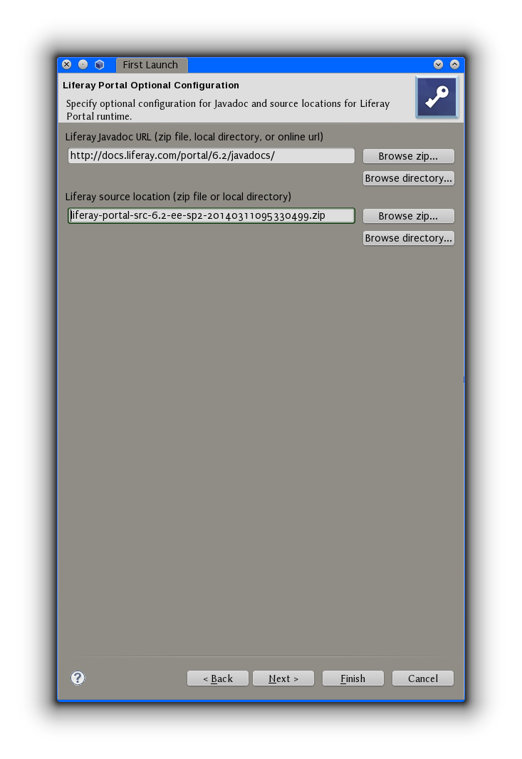 Figure 2: Pointing Studio to the Javadocs and Liferay source can help with debugging your code.